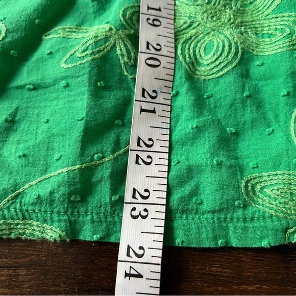 Terzo Millennio Green Size Large Made In Italy Cap Sleeve Embroidered Top Flowy - Picture 9 of 10